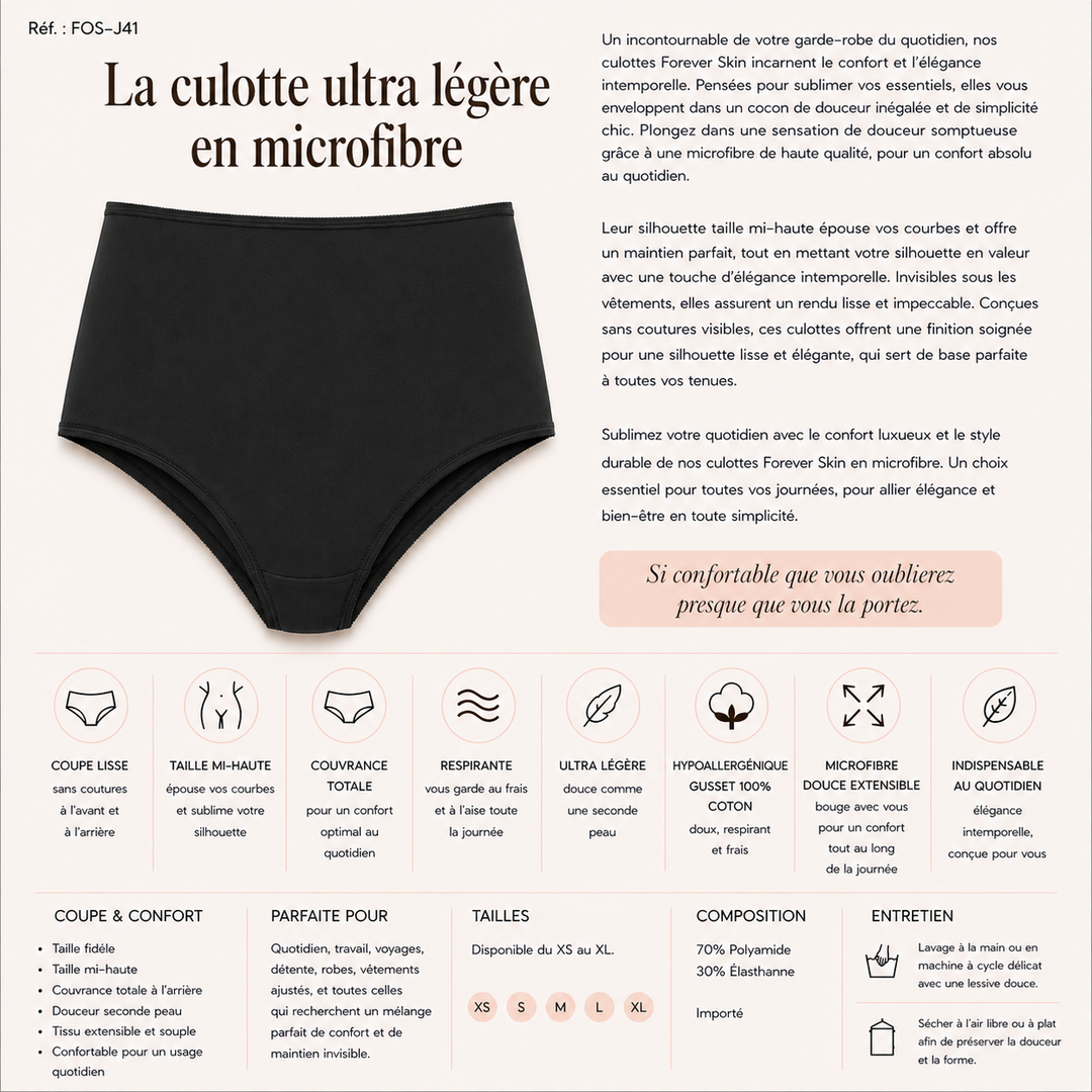 Microfibre légère - Culotte - Noir